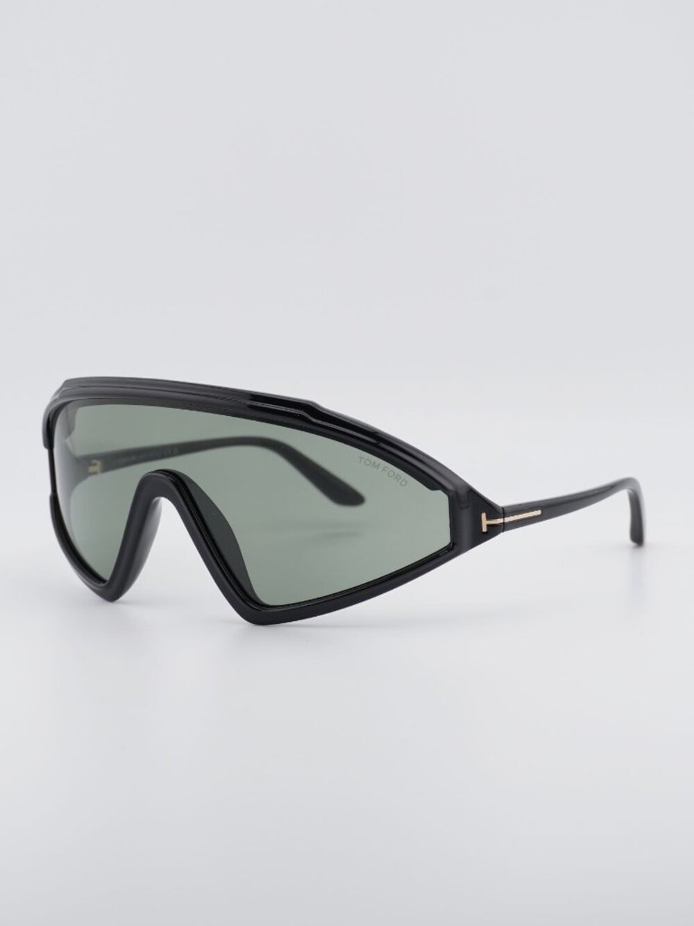 Tom Ford Lorna FT1121 05A Sunglasses Shiny Black Shield Frame, Smoke